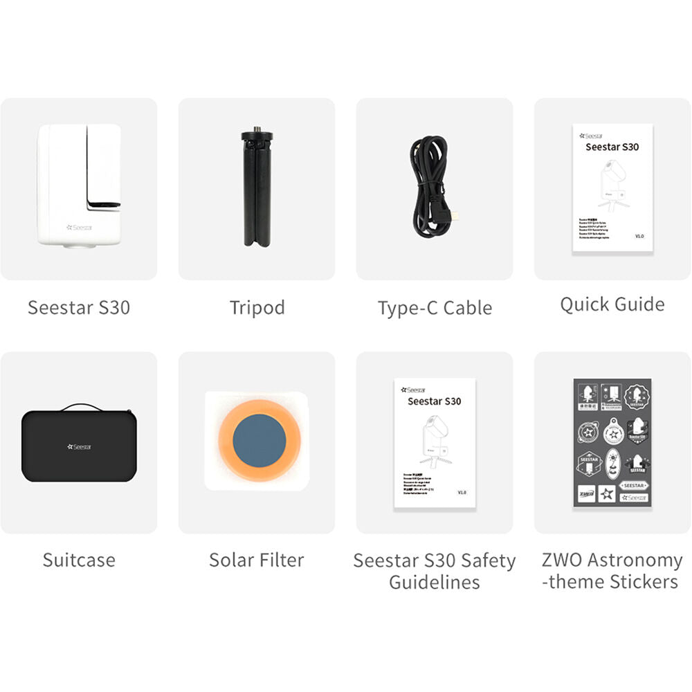 Telescopio Inteligente ZWO Seestar S30 30mm f/5 (Pre Venta)